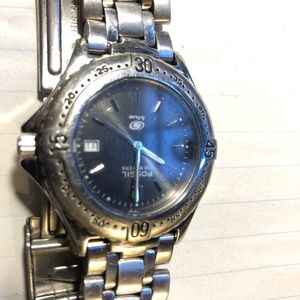 Fossil quartz watch gray face Stainless